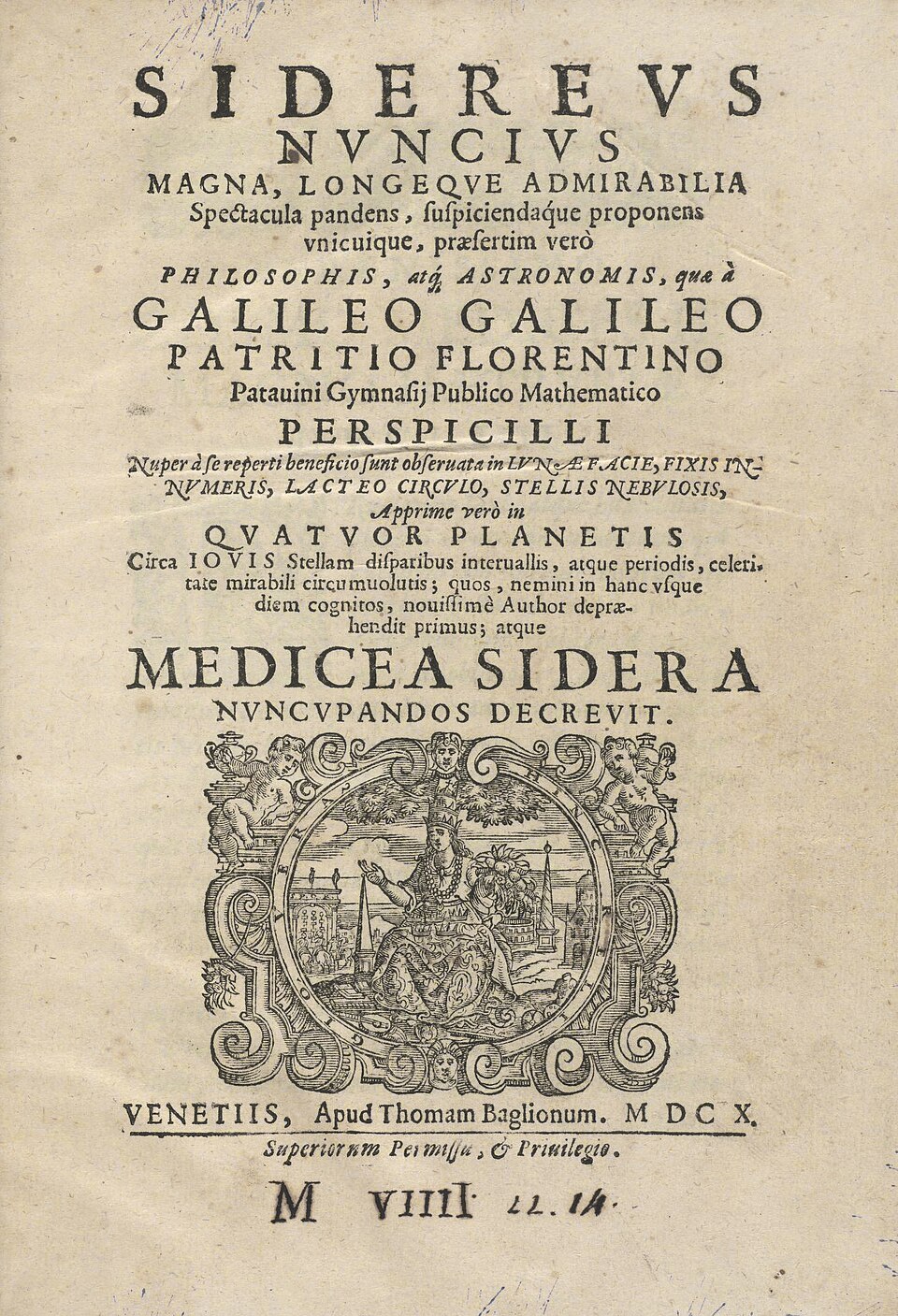 Galileo's 1610 Sidereus Nuncius, the first published telescopic observations of the sky.