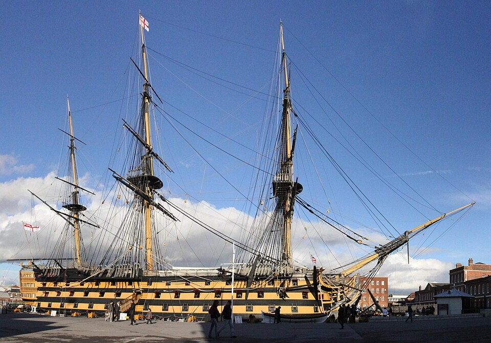 HMS Victory, an 18th-century wooden warship built from around six thousand trees.