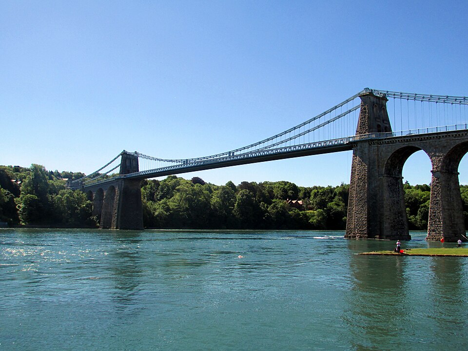 Thomas Telford's Menai Suspension Bridge linking Anglesey to the Welsh mainland.