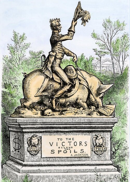 19th-century political cartoon satirizing the American spoils system of government patronage