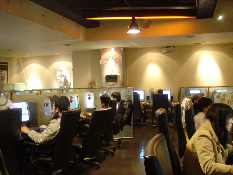 Rows of gaming PCs inside a South Korean PC bang, the cafés that incubated Korean esports.