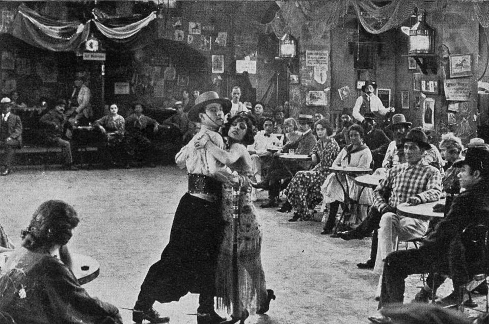 A silent film being screened with live musical accompaniment