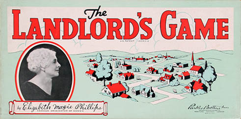 The original board of Lizzie Magie's The Landlord's Game, patented in 1904.