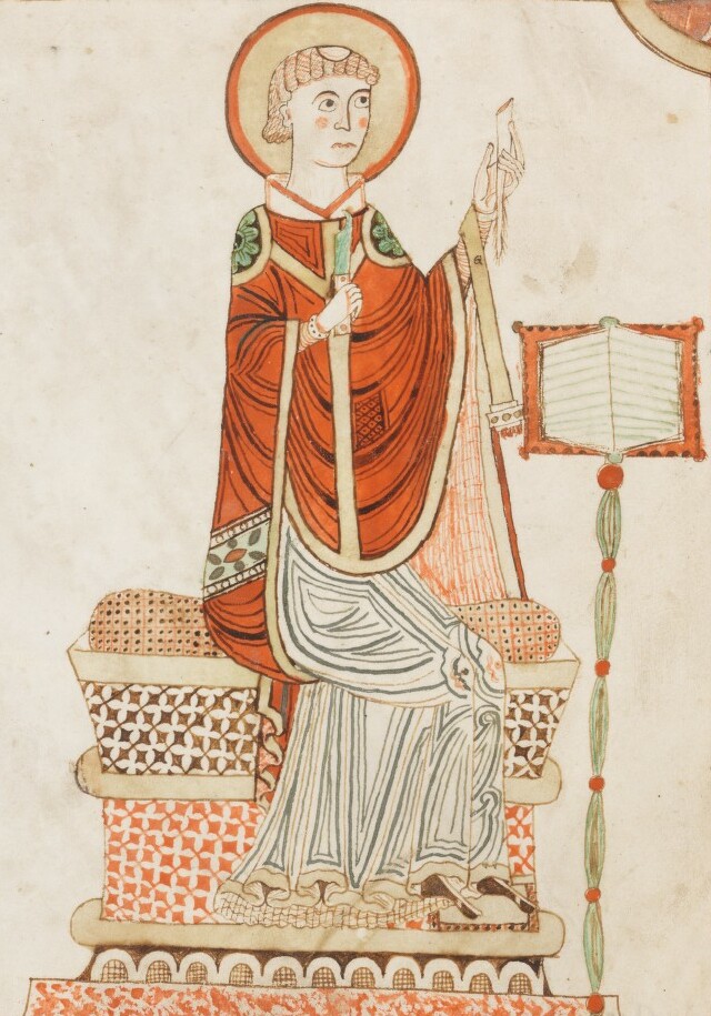 Medieval depiction of Bede, the monk-historian of Jarrow.