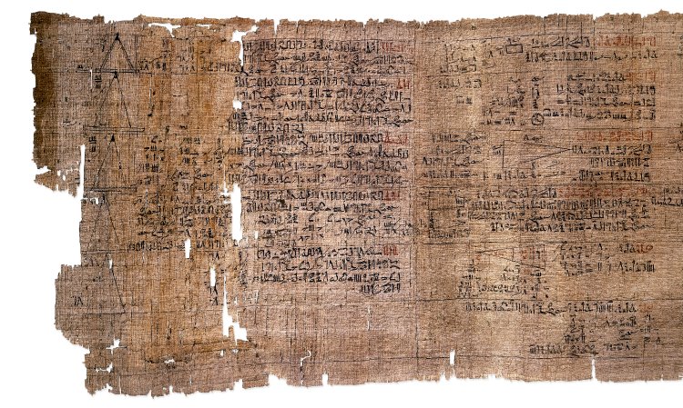 A section of the Rhind Mathematical Papyrus, an ancient Egyptian mathematical text.