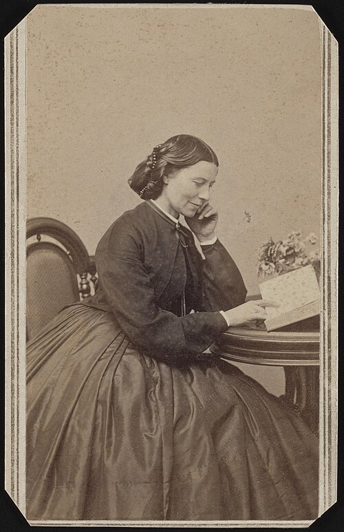 Photograph of Clara Barton, Civil War nurse and founder of the American Red Cross.