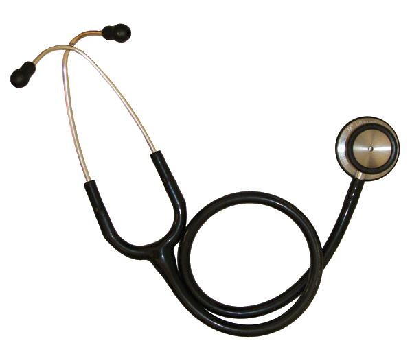 A modern stethoscope resting on a physician's patient notes