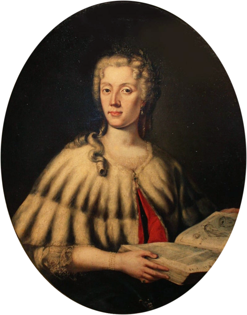 Portrait of Laura Bassi, the first salaried woman university professor.