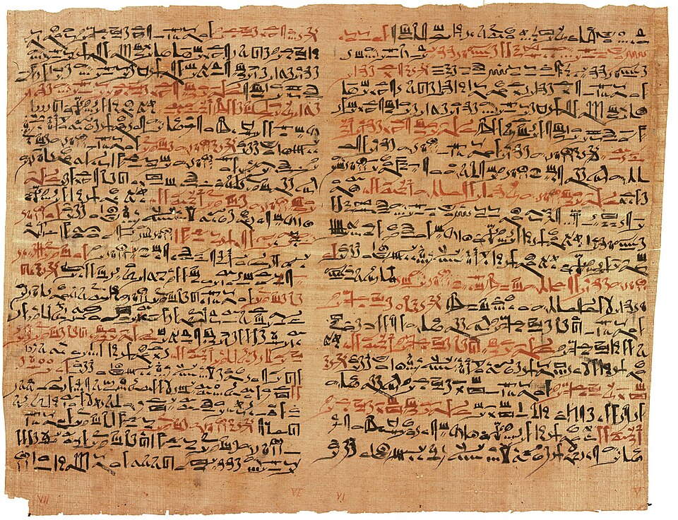 A page of the ancient Egyptian Edwin Smith Papyrus, the oldest known surgical text.