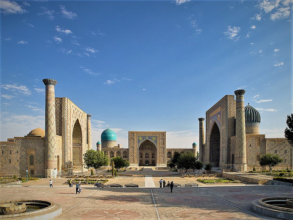 The courtyard of a historic madrasa, an Islamic school of higher learning.