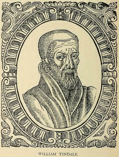 A portrait of the English Bible translator William Tyndale.