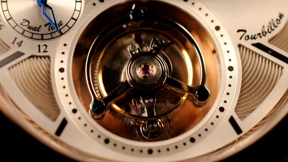 A tourbillon mechanism, the rotating escapement cage that became the emblem of revived mechanical watchmaking.